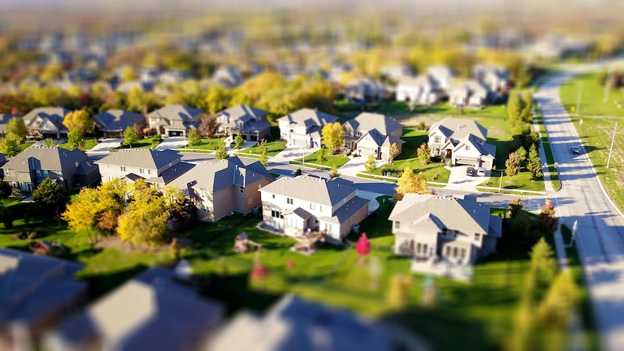 An aerial view of a subdivision